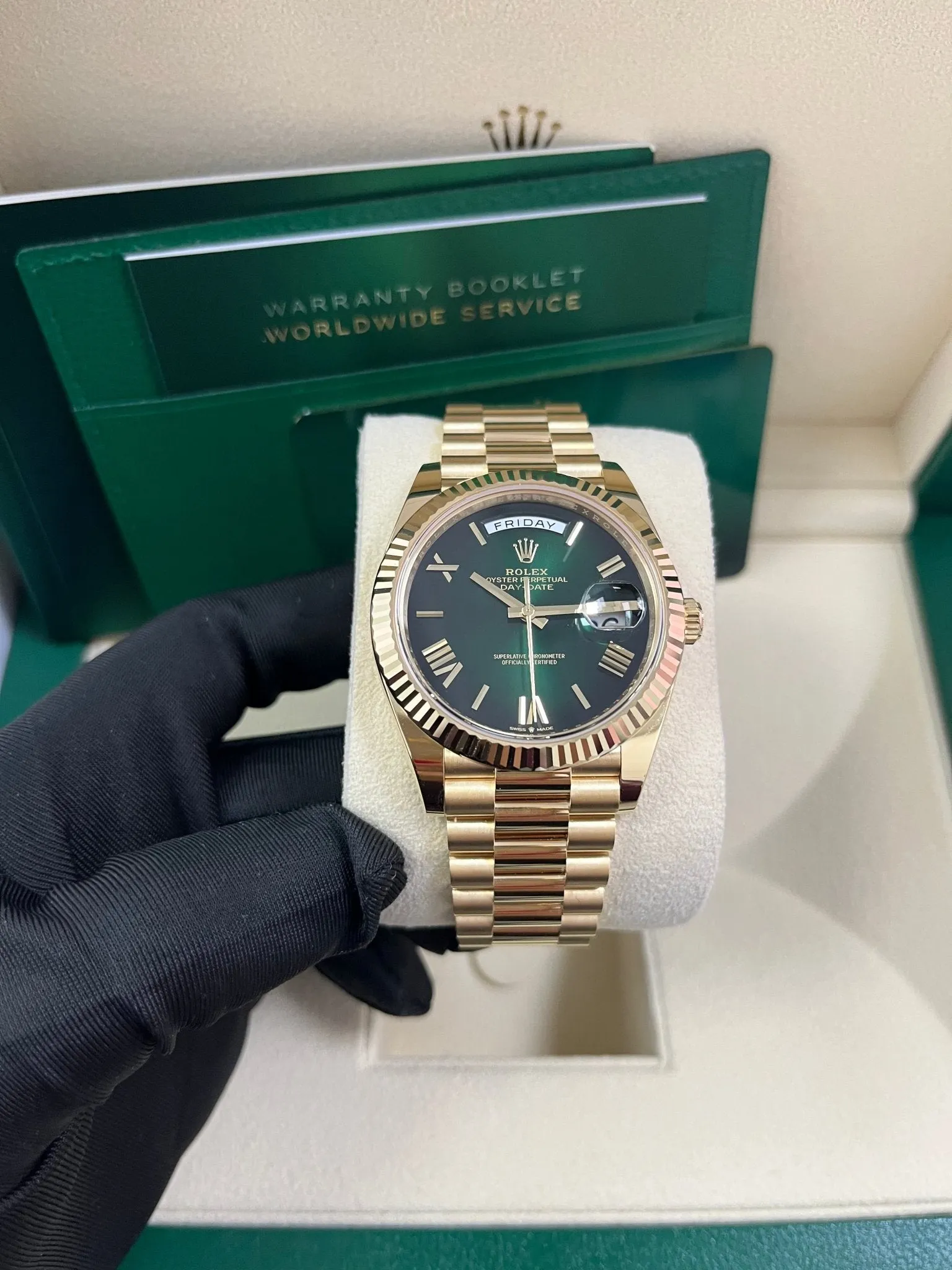 Rolex Day-Date 40mm Ombre Green Roman Dial New Release 228238