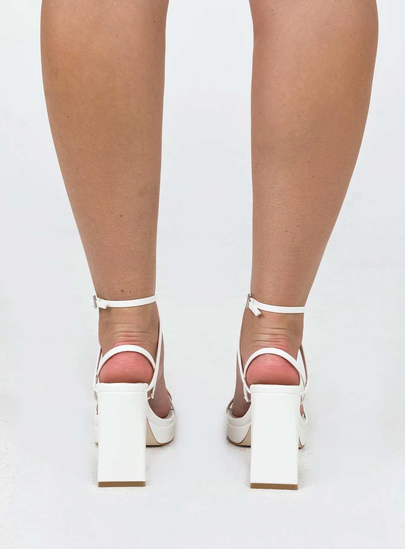 Tessie Ankle Strap Heels Matte White