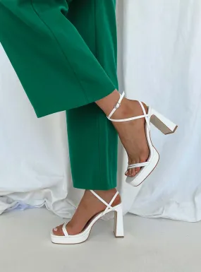 Tessie Ankle Strap Heels Matte White