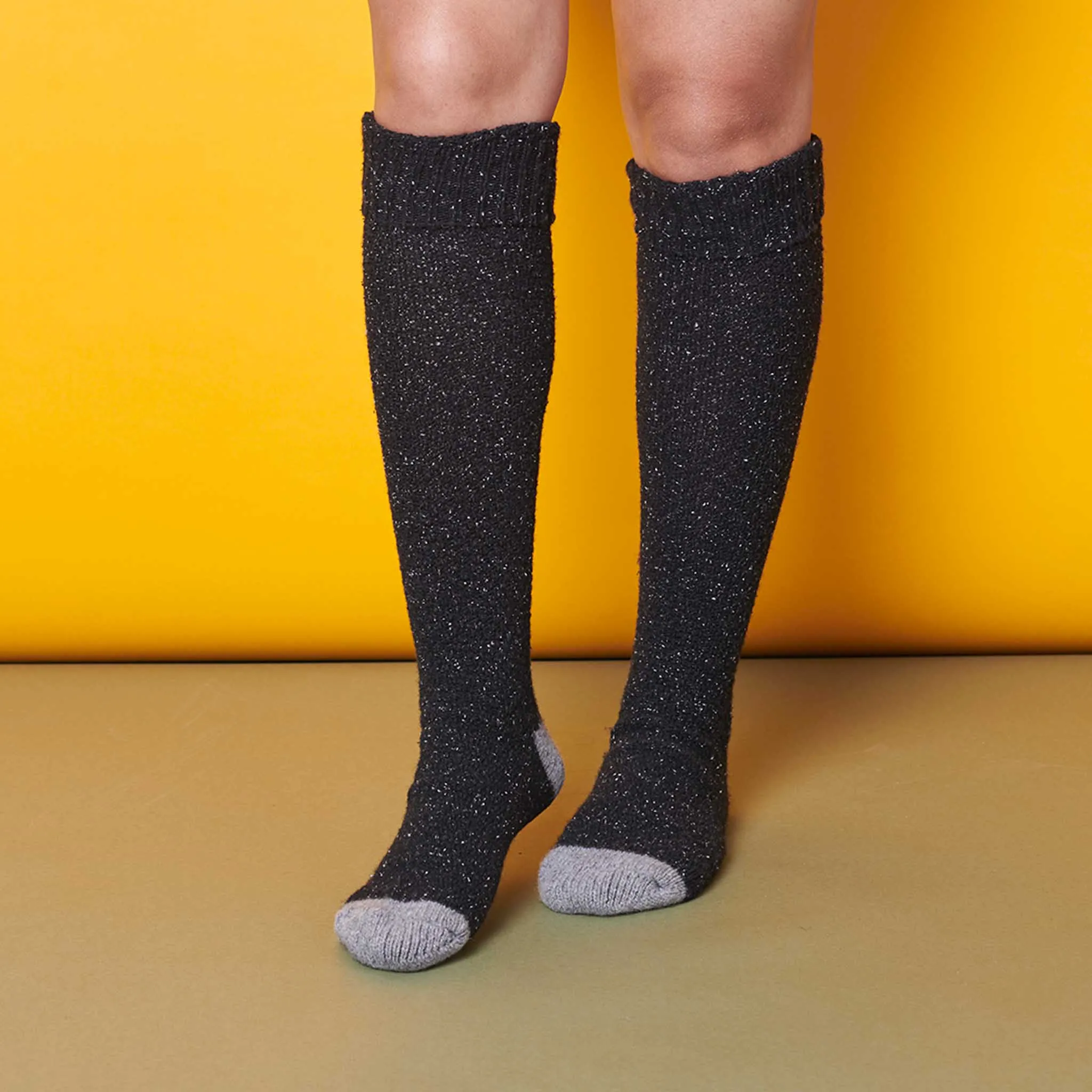 Unisex Charcoal & Grey Recycled Silk Blend Knee Socks