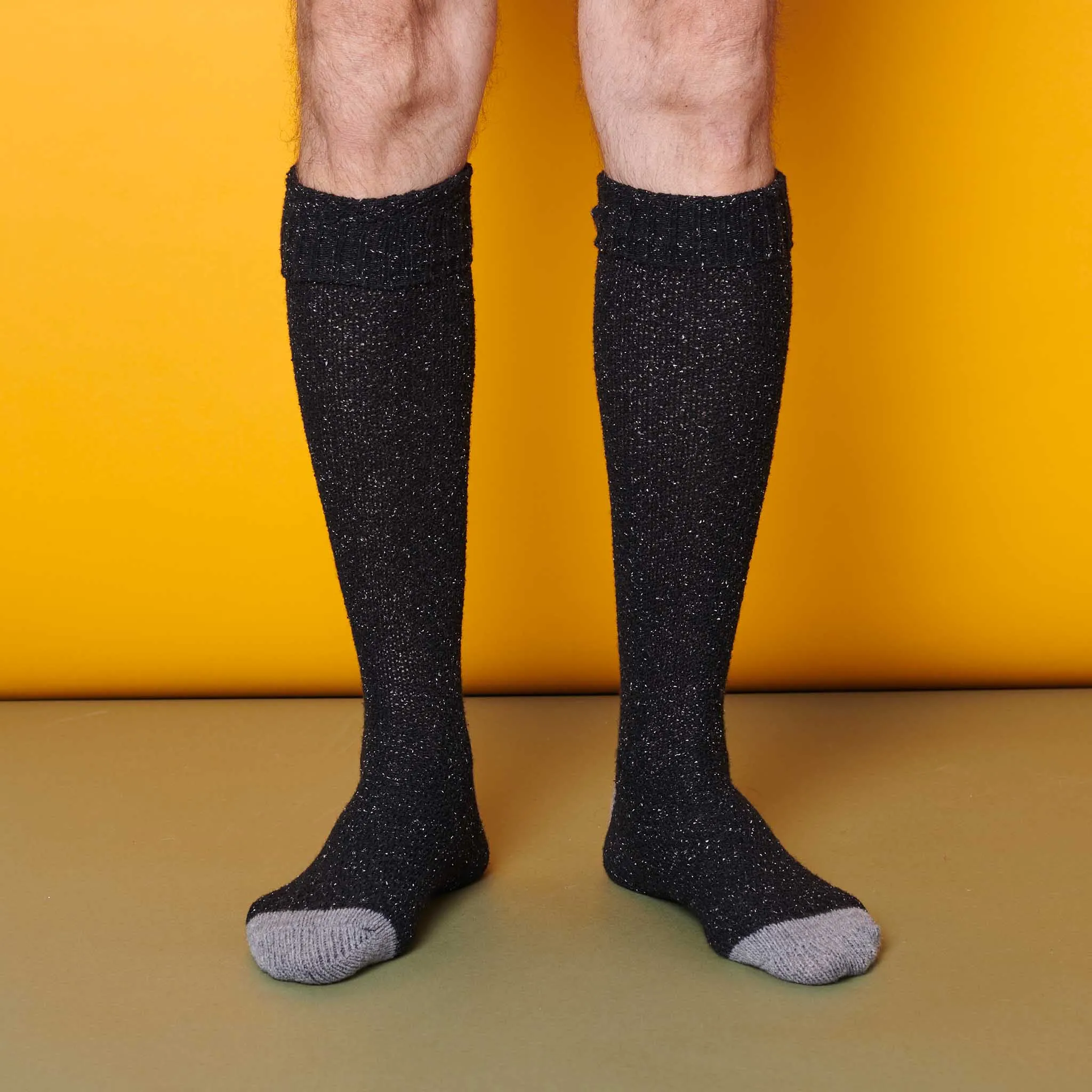 Unisex Charcoal & Grey Recycled Silk Blend Knee Socks